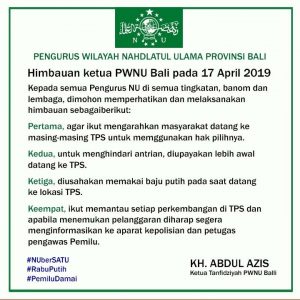 Himbauan ketua PWNU Bali